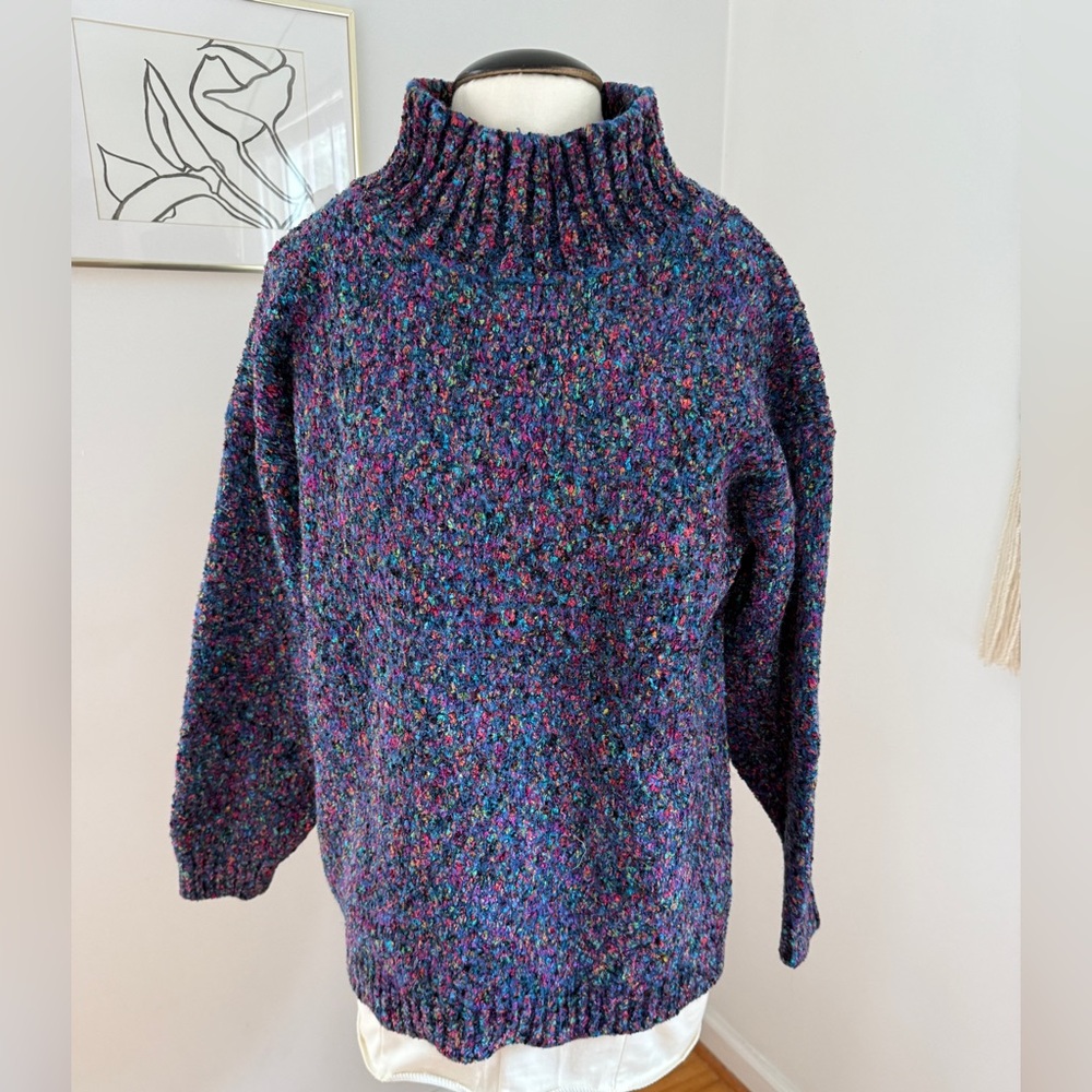 Express Tricot Vintage Multicolor Cowl Neck Sweater